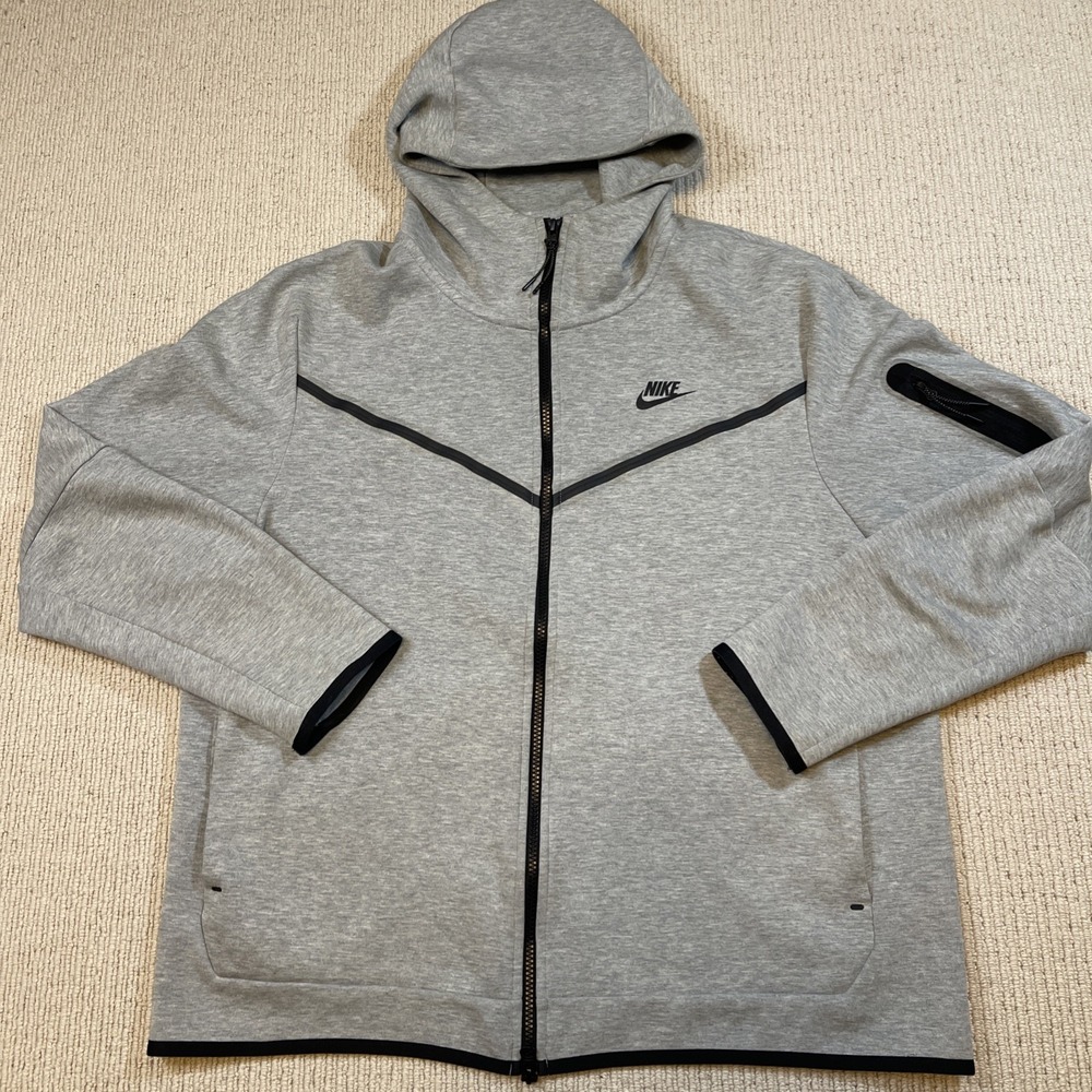 Nike Tech Full Zip Hoodie Windrunner Jacket Heather Gray Men's XL